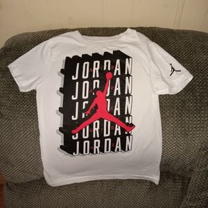 Jordan White T-Shirt with Red and Black Logo